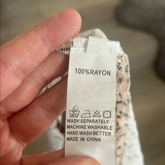 NWOT SHEIN Cream & Brown Tie-Shoulder Animal Printed Blouse Size S - Picture 7 of 8